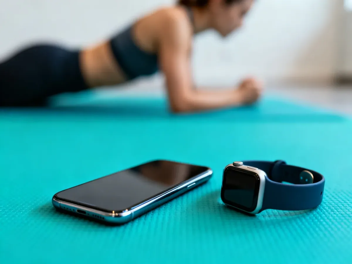 Smartfon i urządzenia fitness monitorujące wydatek kalorii podczas treningu
