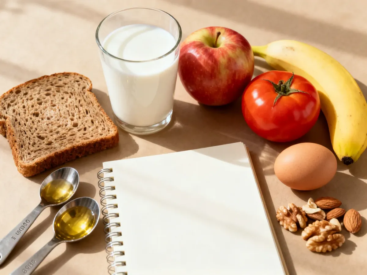 Produkty spożywcze przedstawiające domowe miary porcji bez użycia wagi